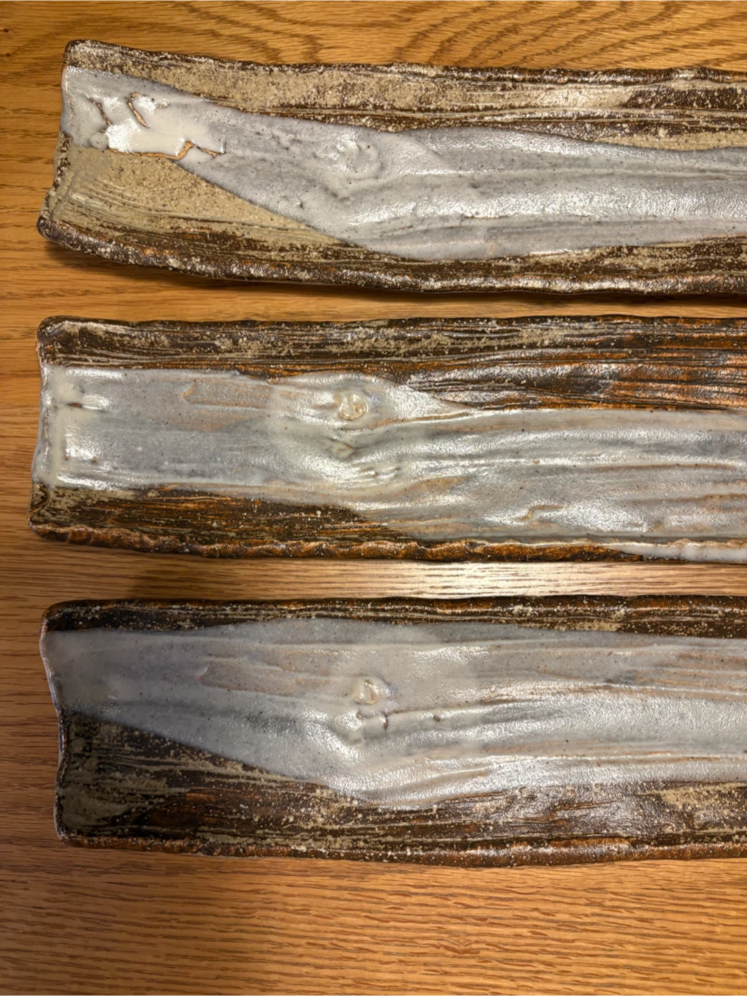 【銘あり】長角皿 3客セット 刷毛目 秋刀魚皿の写真5枚目