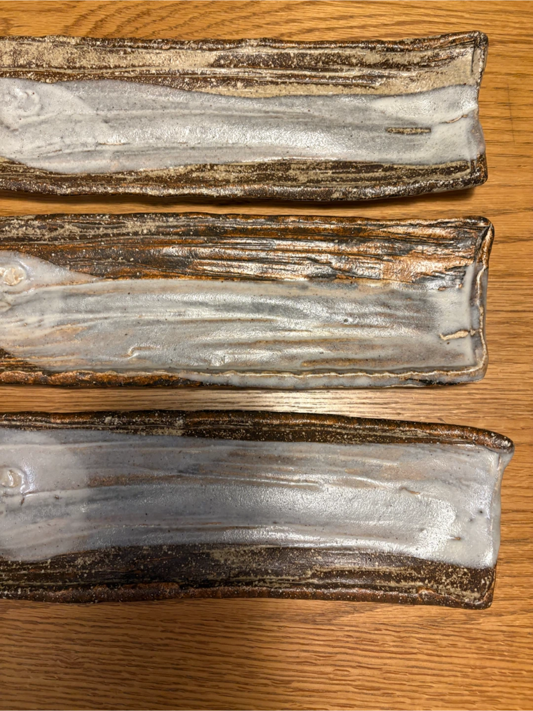【銘あり】長角皿 3客セット 刷毛目 秋刀魚皿の写真6枚目