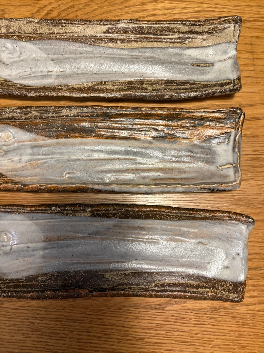 【銘あり】長角皿 3客セット 刷毛目 秋刀魚皿の写真6枚目