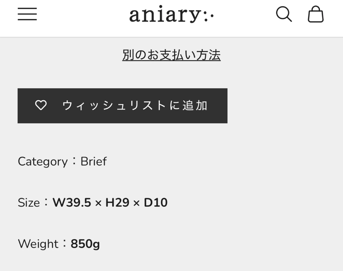 定価46200円 aniary アニアリ ブリーフケース 本革 未使用の写真10枚目