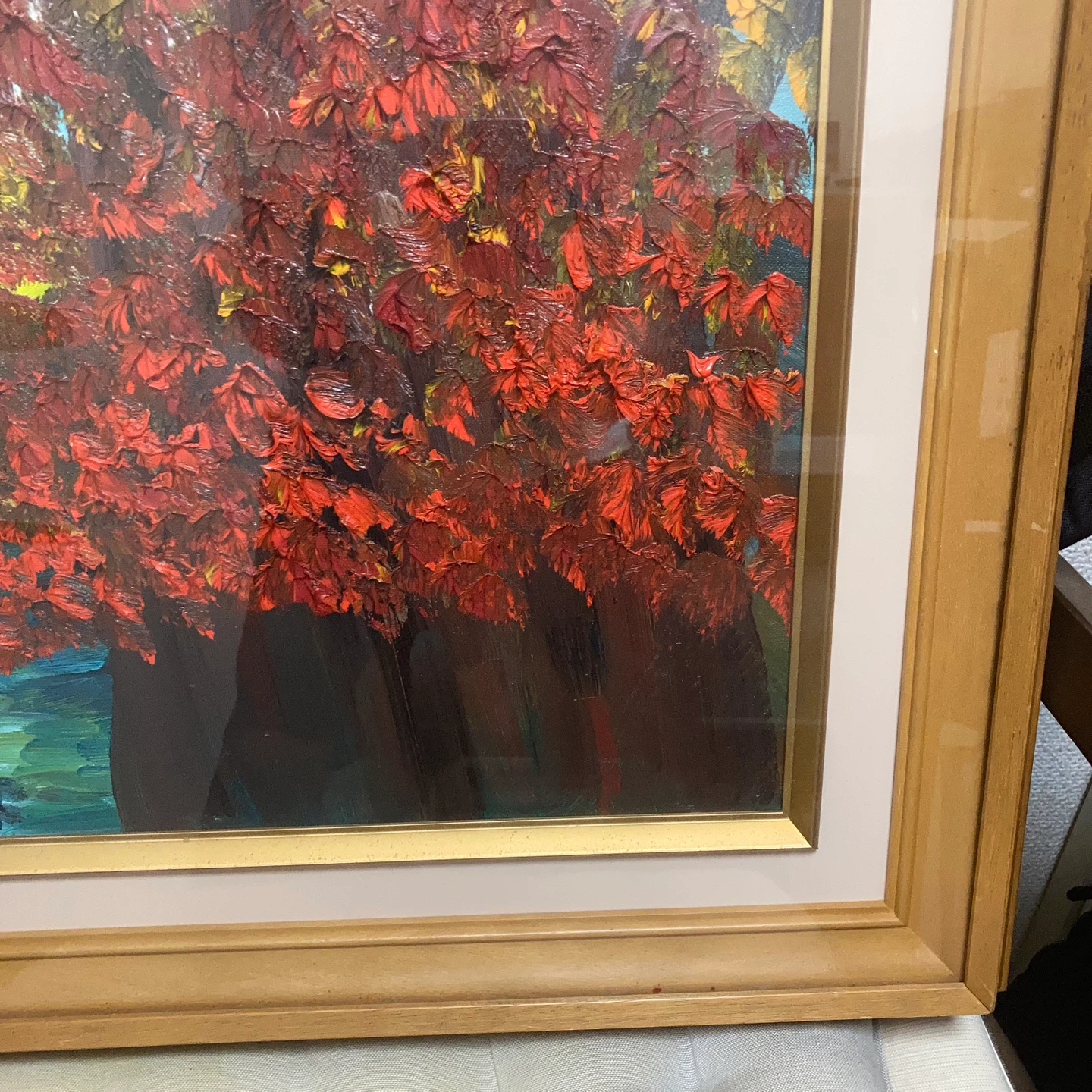 福島静子.作 油絵 紅葉の風景画 額縁付きの写真3枚目
