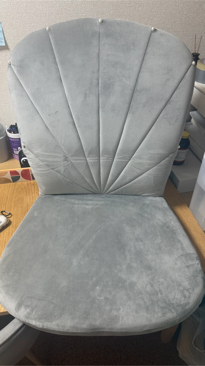 グレー 貝殻デザイン チェアクッション