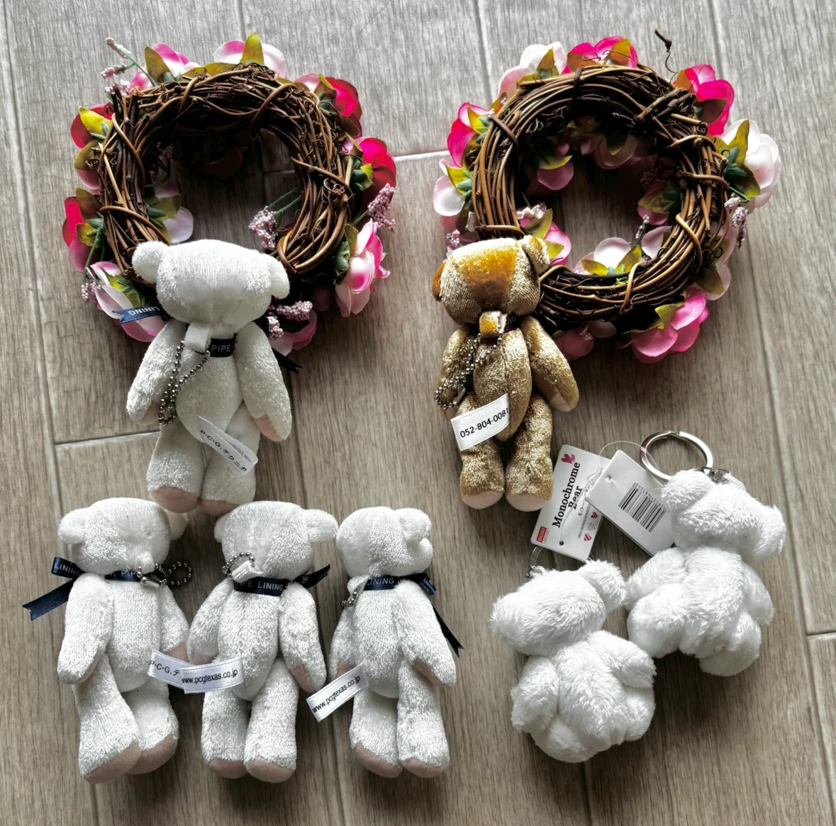 くまのぬいぐるみ キーホルダー リース まとめ売り ラッピングやハンドメイドなどの写真2枚目