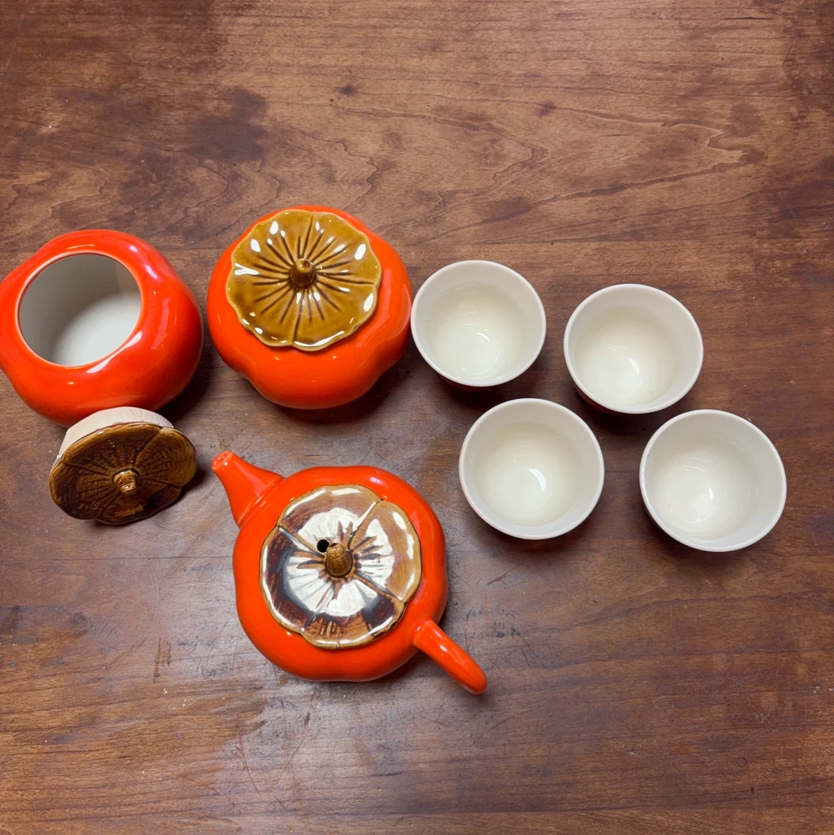 柿モチーフ ティーセット 急須 湯呑み