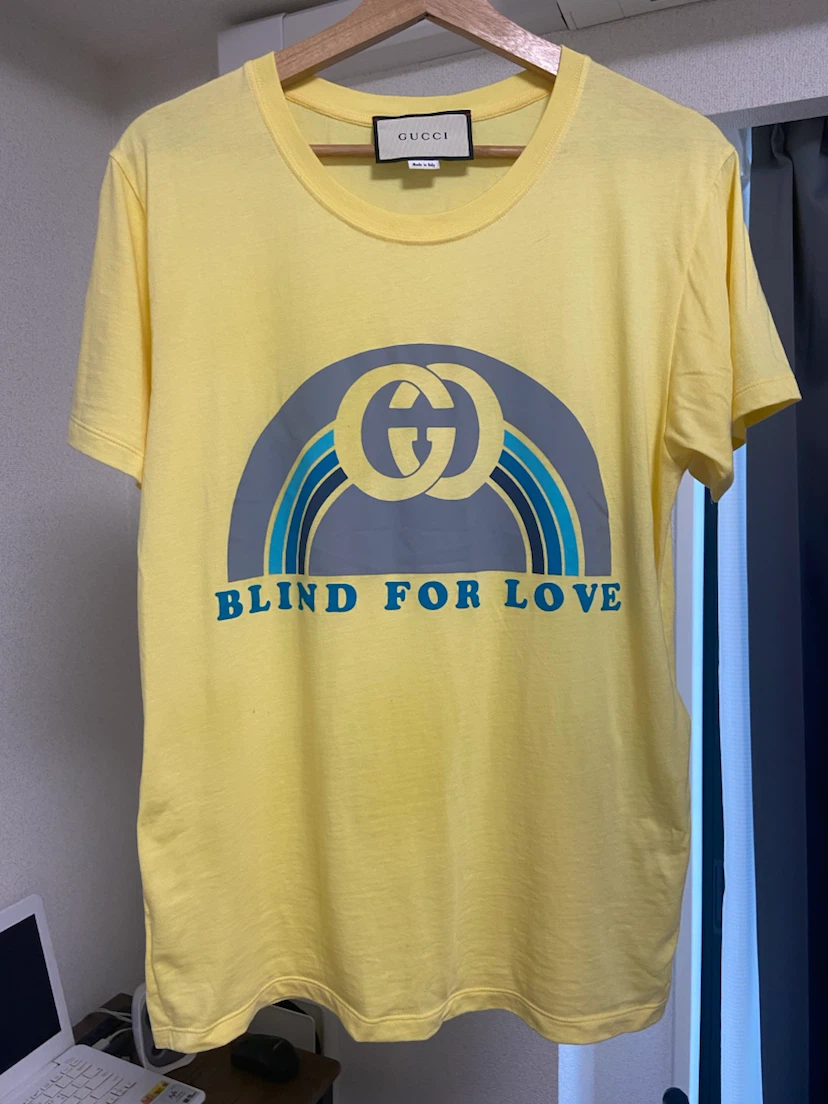 gucci グッチ Tシャツ xs イエロー BLIND FOR LOVE