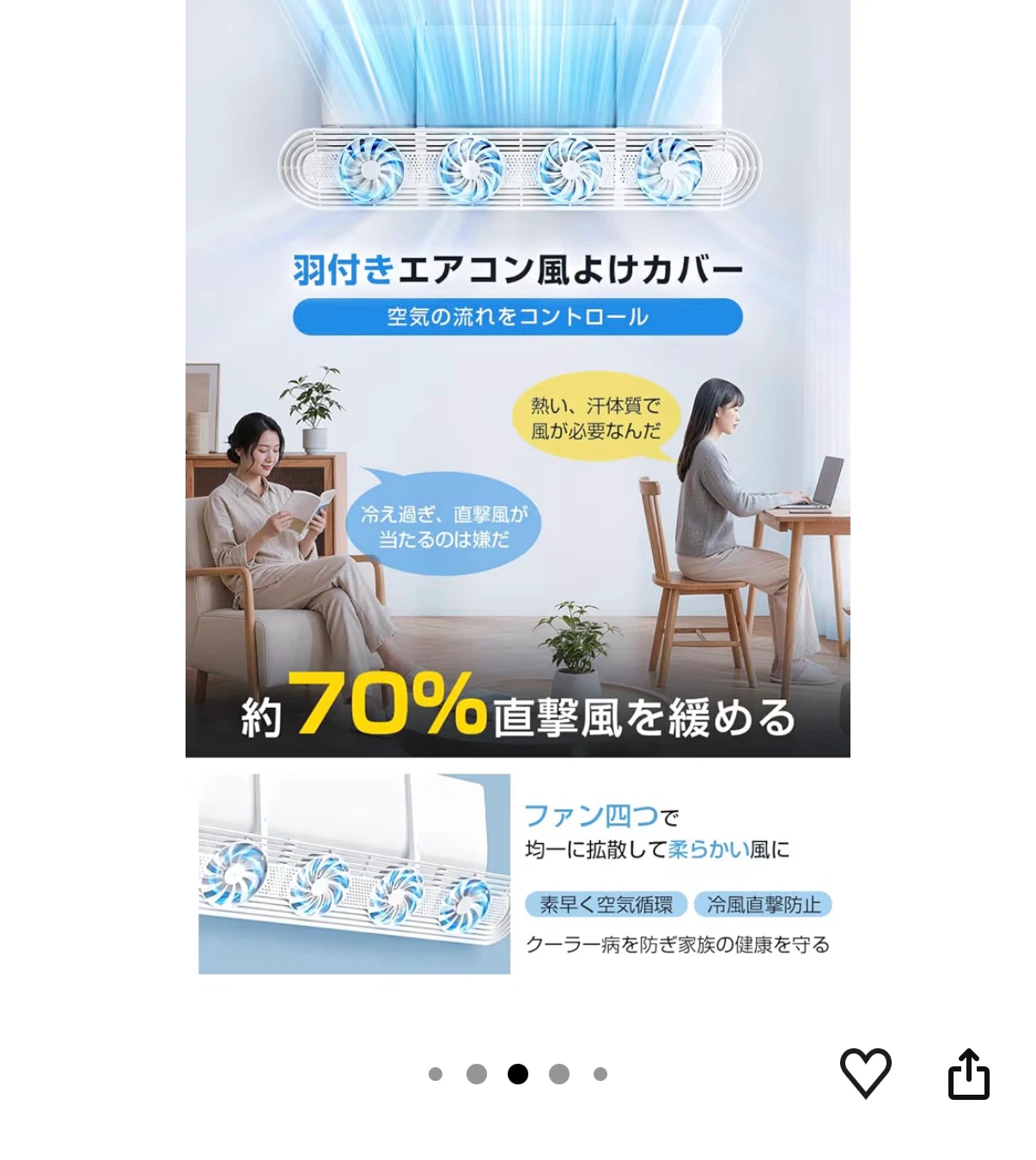エアコン風よけカバー BY03 ファン4つ付きの写真9枚目