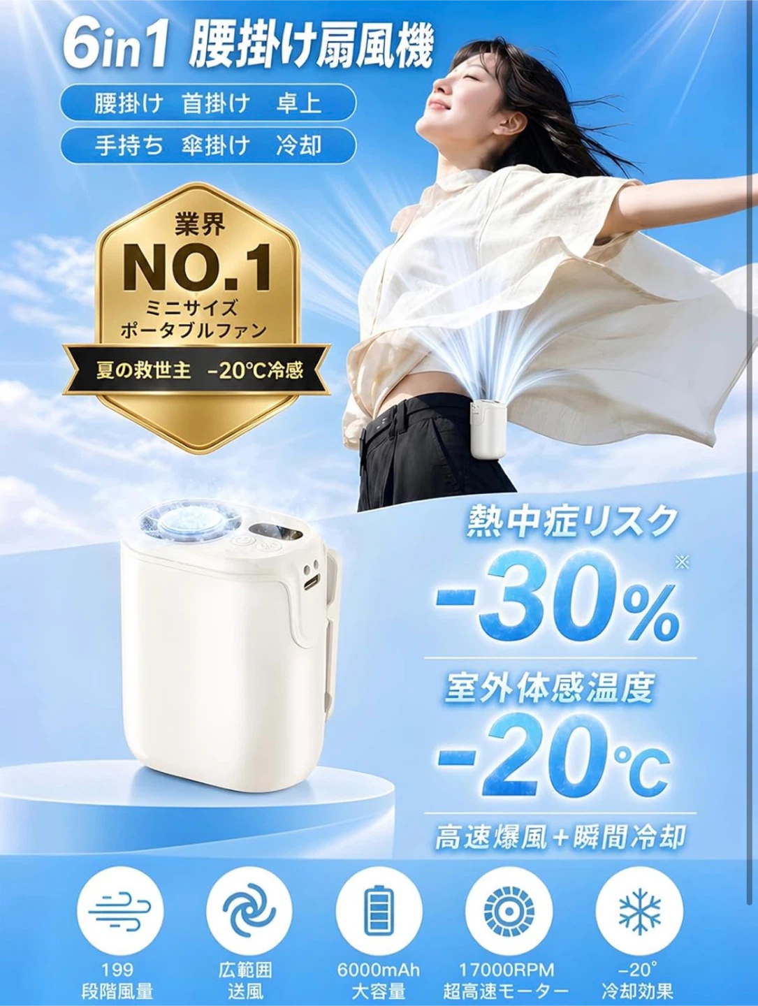 多機能ポータブルファン 冷却機能付き 6in1の写真2枚目