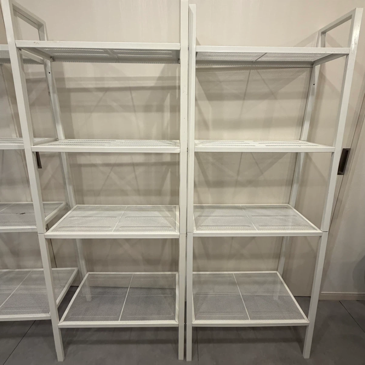 IKEA レールベリ スチール製 メッシュシェルフ 2台セット 白