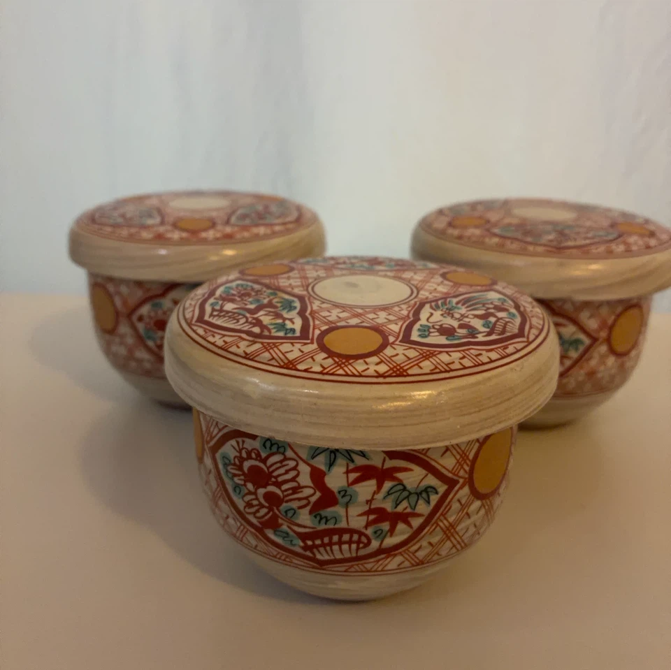 たち吉　蓋付き茶碗 3客揃 陶器 和食器 小鉢　錦絵風