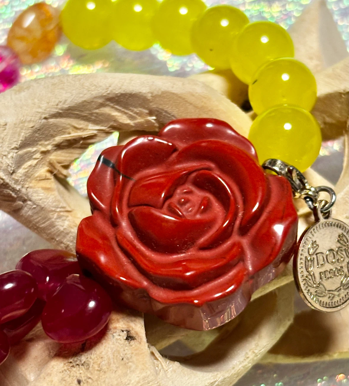 天然石　薔薇　ブレスレット　ジャスパー　アゲート　パワーストーン　情熱　金運の写真3枚目