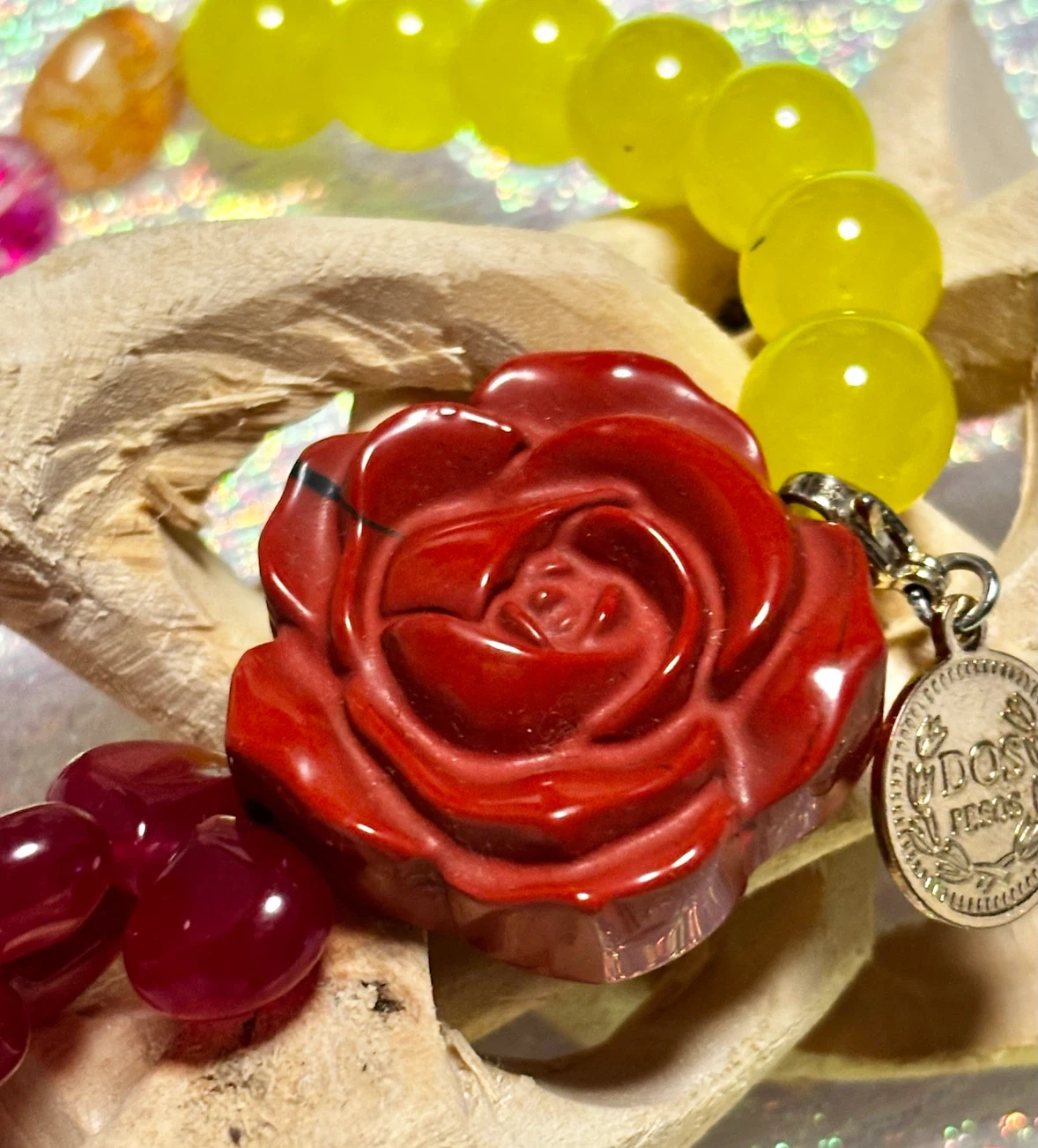 天然石 薔薇 ブレスレット ジャスパー アゲート パワーストーン 情熱 金運の写真3枚目