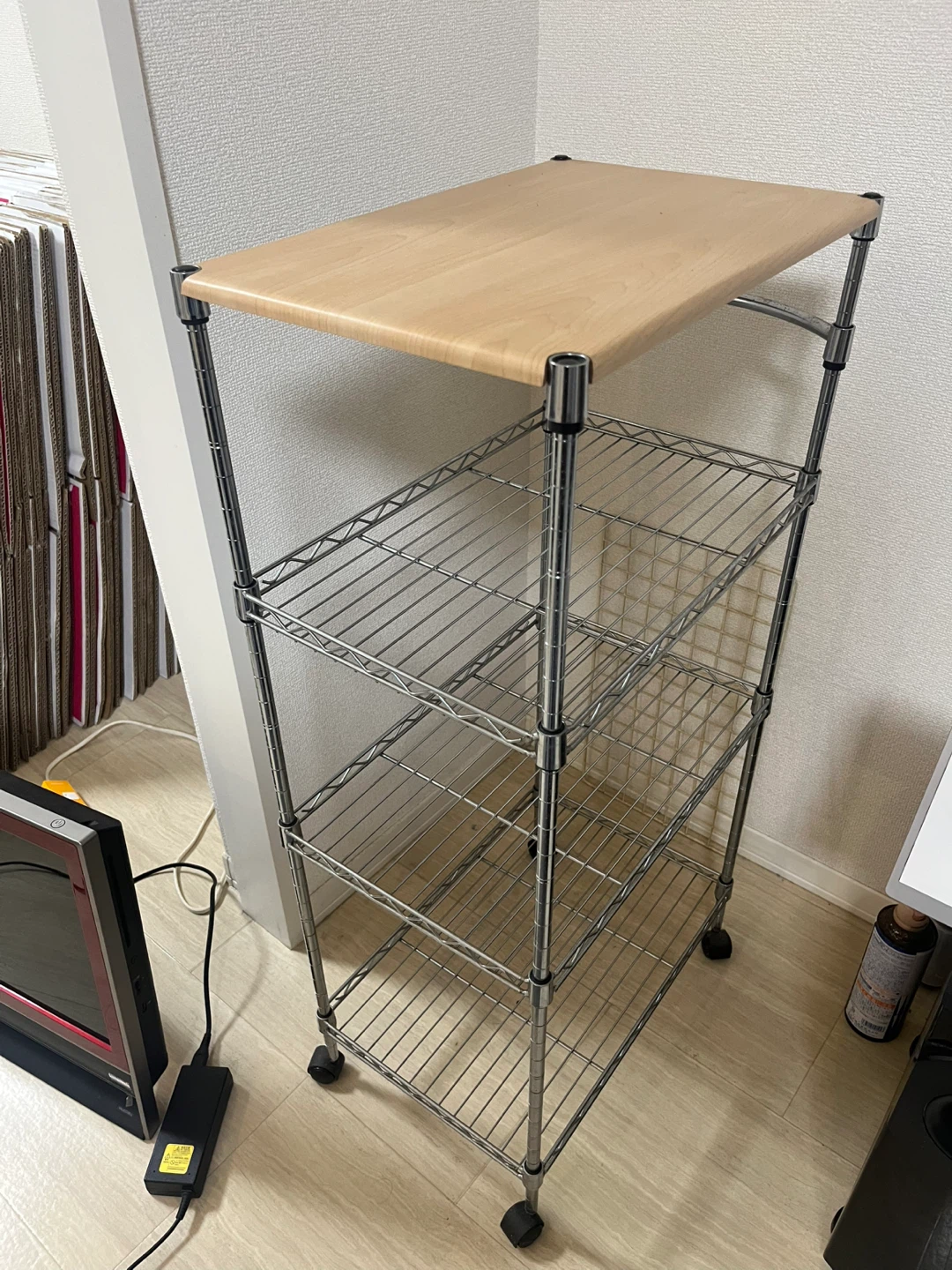 メタルラック キャスター付き 木製天板