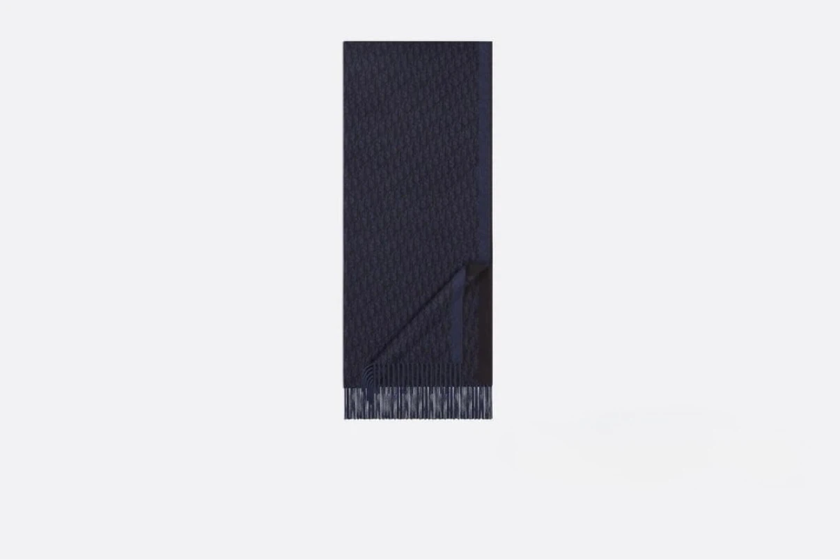 DIOR ディオール オブリーク シルク ストール ネイビー 70×200cm