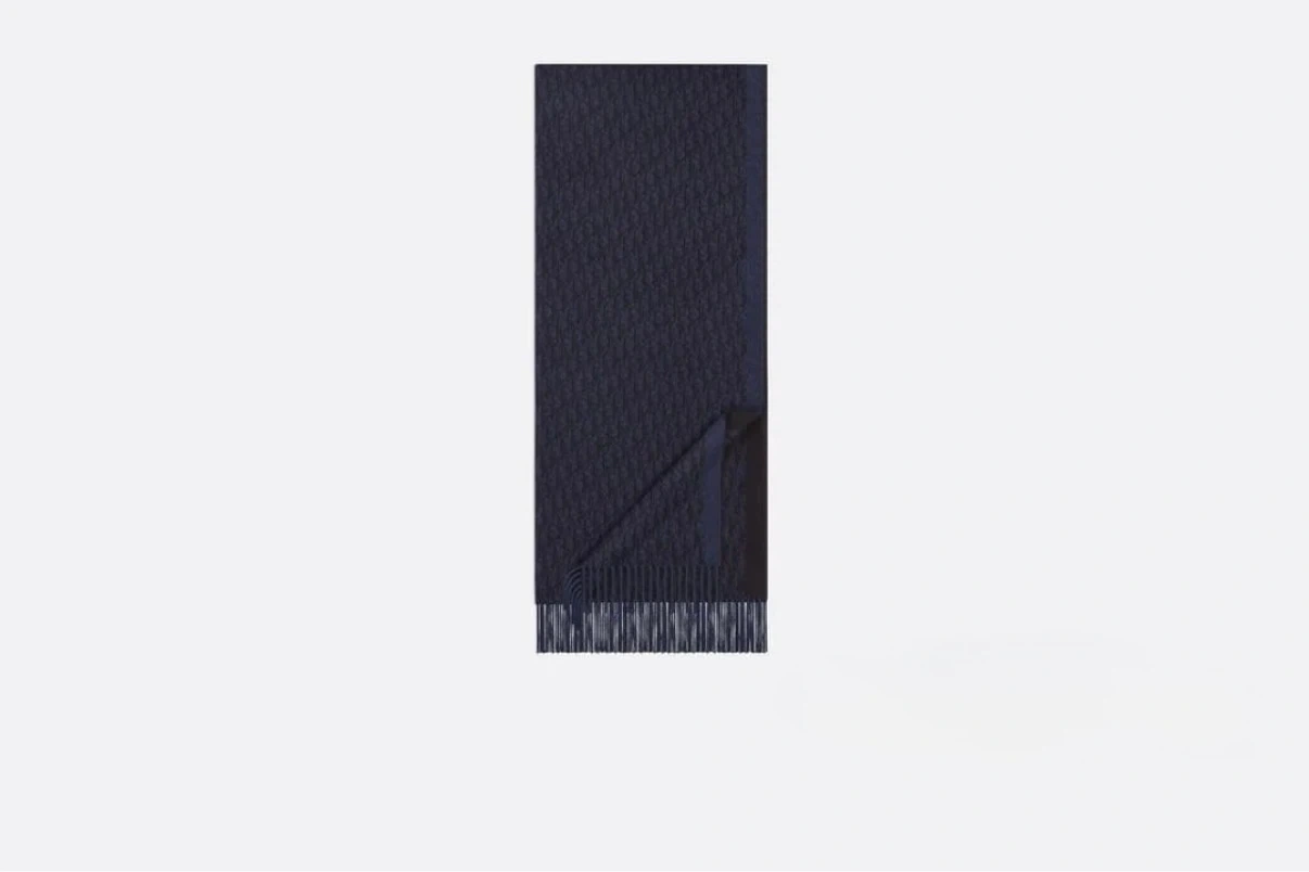 DIOR ディオール オブリーク シルク ストール ネイビー 70×200cm