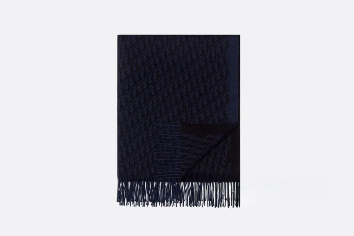 DIOR ディオール オブリーク シルク ストール ネイビー 70×200cmの写真2枚目