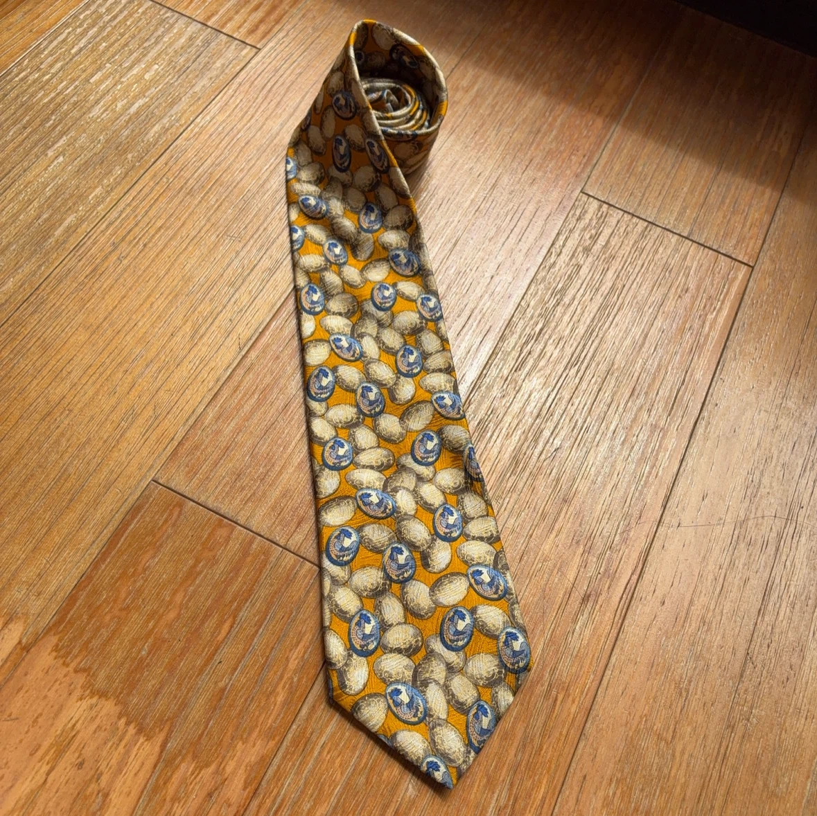 ジバンシィ ネクタイ 総柄 ゴールド ブルー