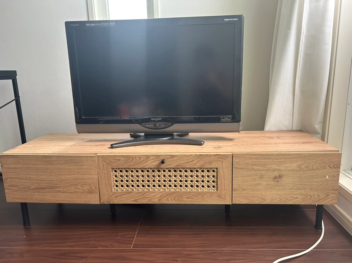 【完成品】LOWYA ロウヤ テレビ台 ラタン調 スチール脚