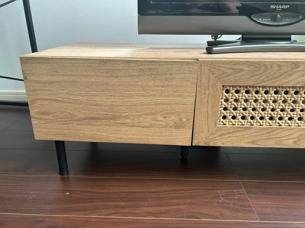 【完成品】LOWYA ロウヤ テレビ台 ラタン調 スチール脚の写真2枚目