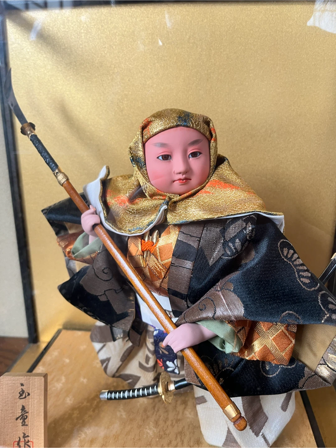 五月人形 玉童作 弁慶 ガラスケース入りの写真2枚目