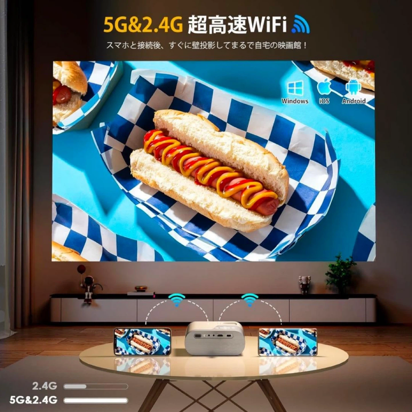 新品未使用 YOWHICK プロジェクター 小型 17000LM 高輝度 ミニの写真4枚目