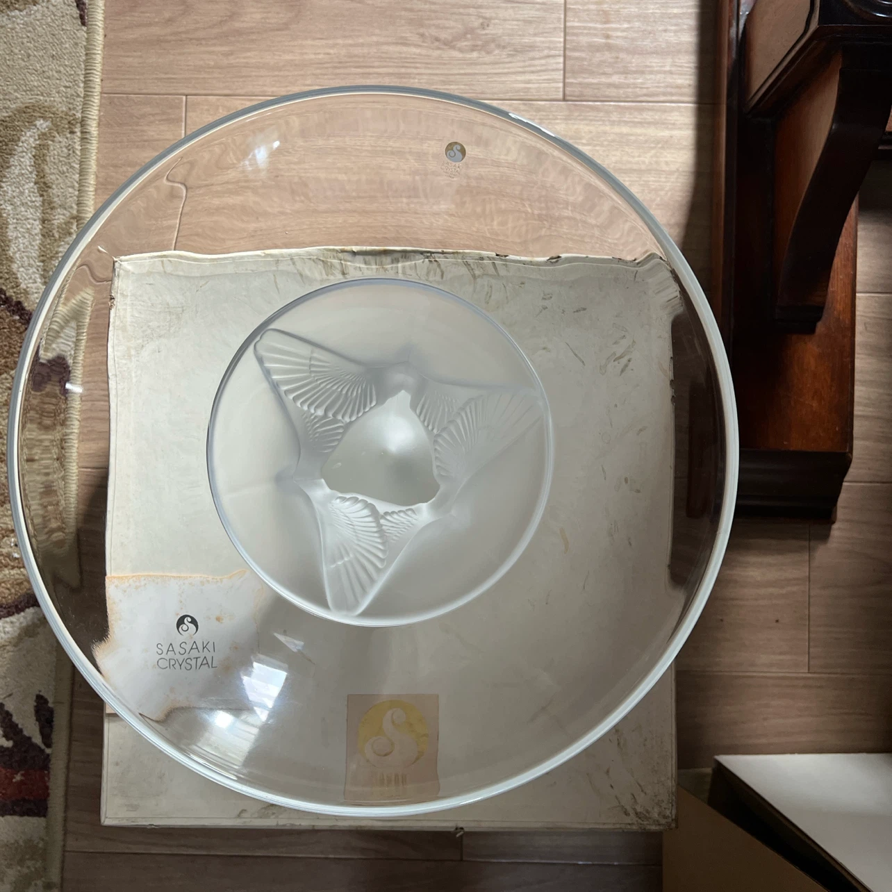 ササキクリスタル ロビン コンポート特大フルーツ鉢皿）未使用　箱付の写真5枚目