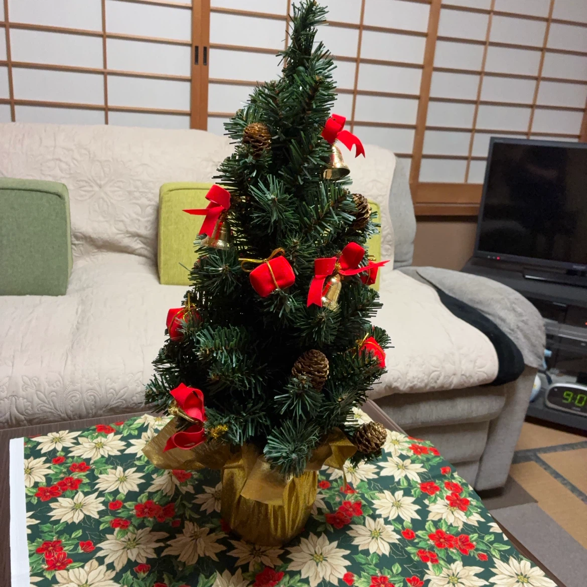 卓上クリスマスツリー オーナメント付き