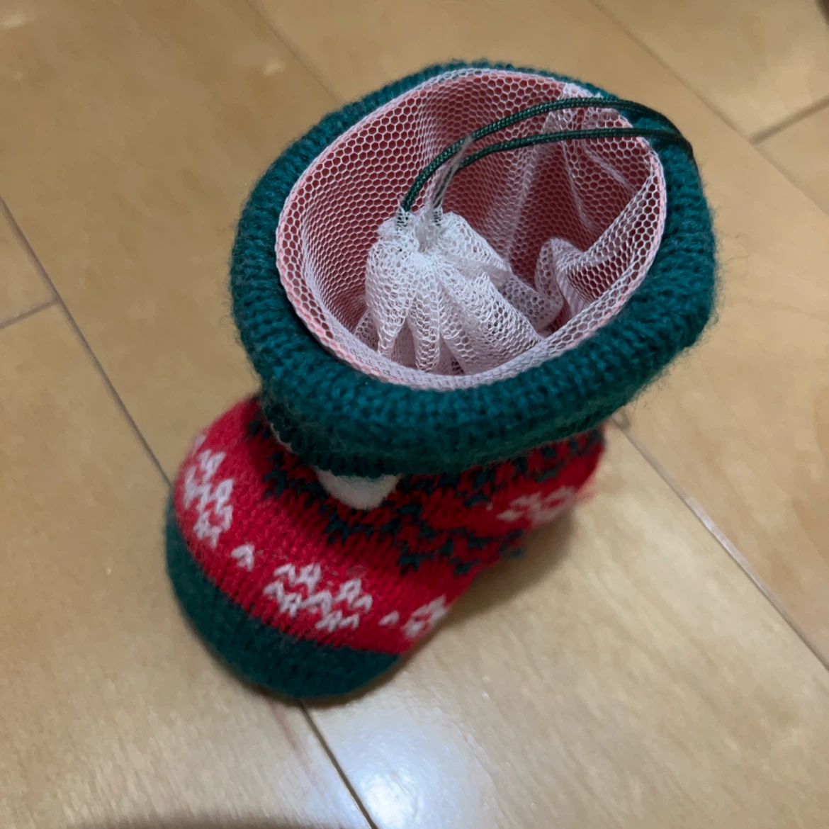 クリスマスブーツ 飾り ニット素材