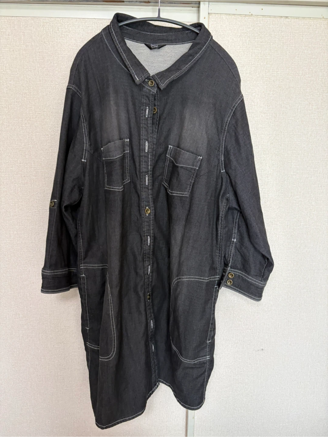 スマイルランド デニム風 ロングシャツ 6L ブラック