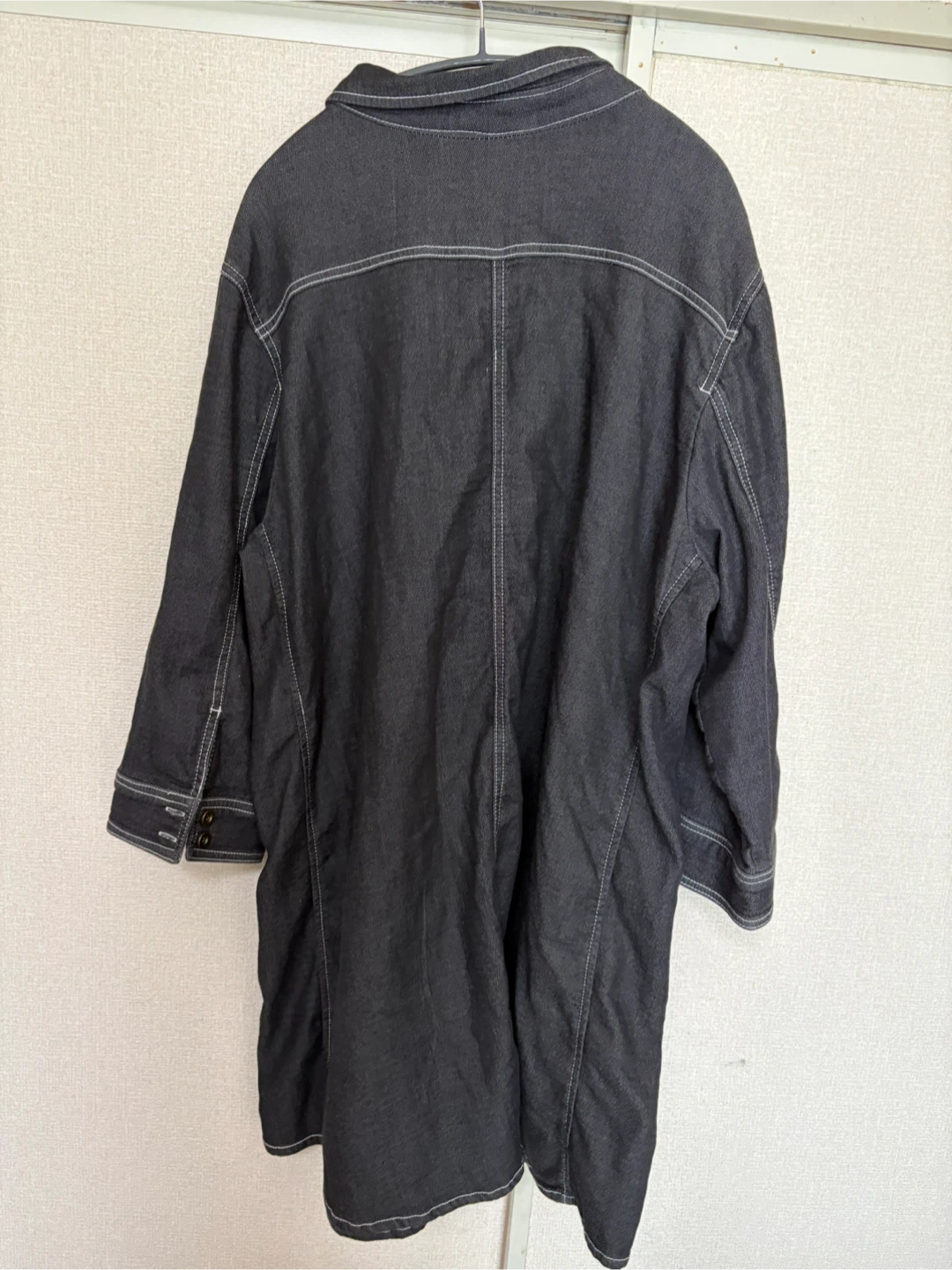 スマイルランド デニム風 ロングシャツ 6L ブラックの写真2枚目
