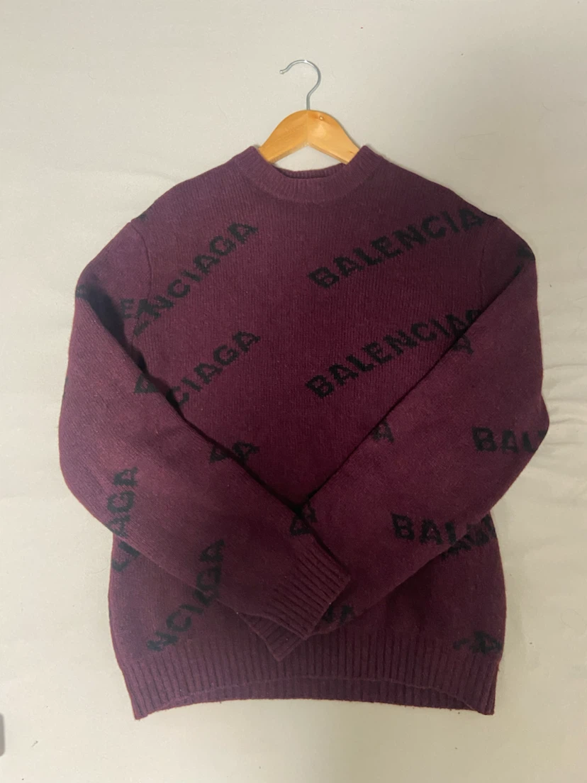 balenciaga バレンシアガ 総柄ロゴ ニット XSサイズ