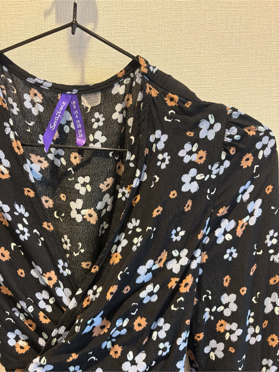 セラフィン 花柄 カシュクールワンピース UK8