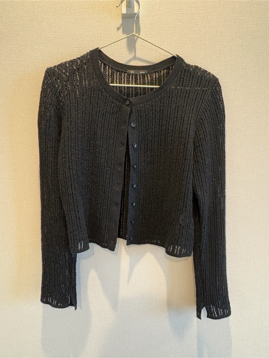 GU 透かし編みカーディガン ブラック Mサイズの写真2枚目