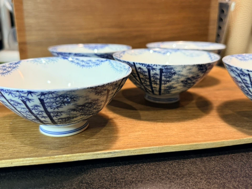 染付 竹文 飯碗 茶碗 5客セットの写真2枚目