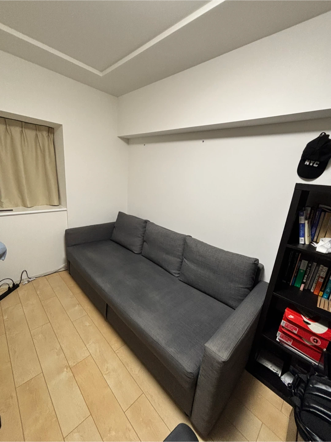 IKEA ソファベッド ダークグレー｜ダブルサイズ・収納付きの写真2枚目