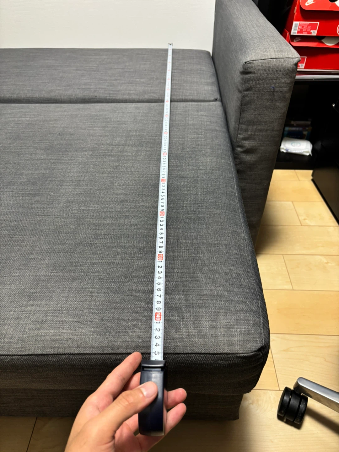 IKEA ソファベッド ダークグレー｜ダブルサイズ・収納付きの写真6枚目