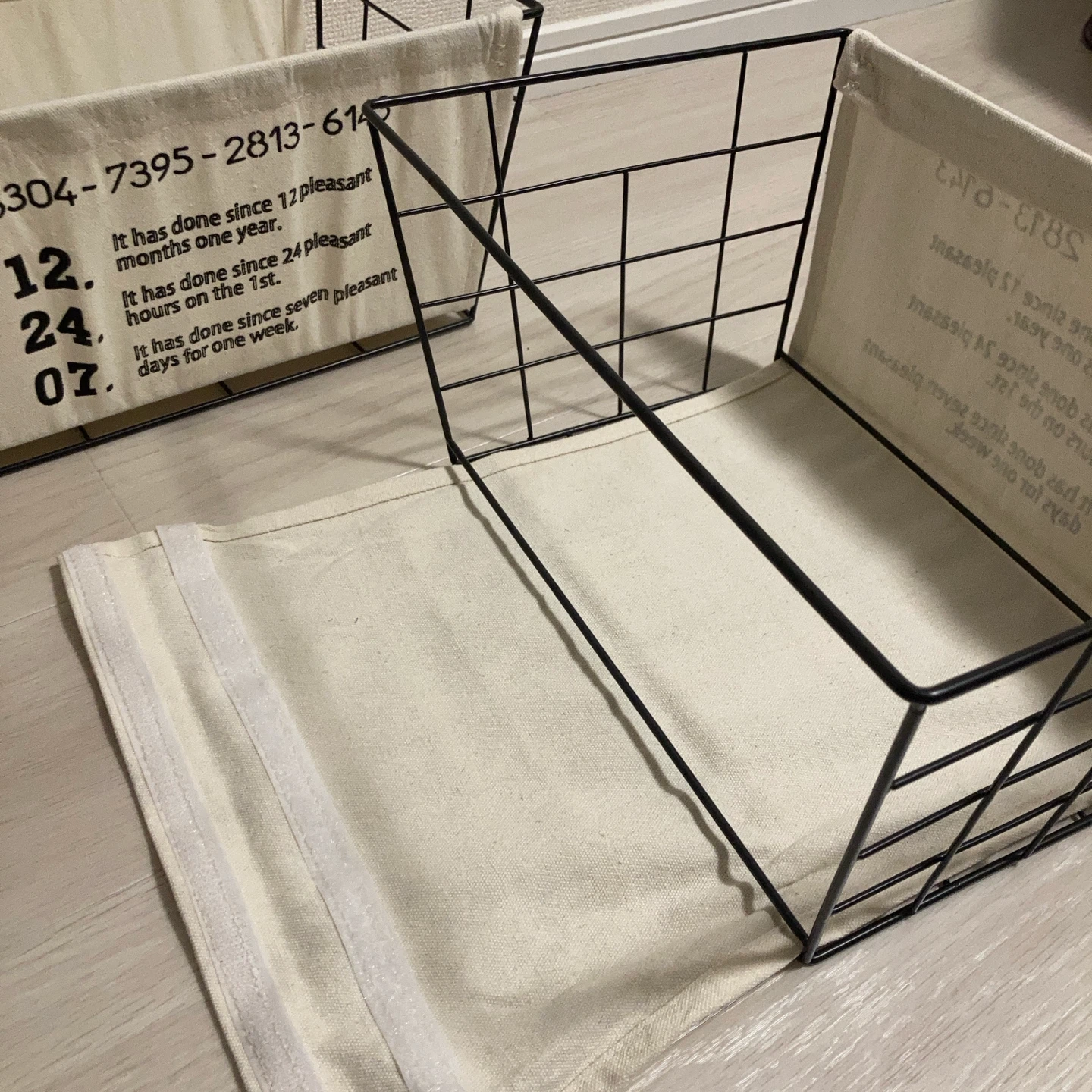 ワイヤーバスケット 布製インナー付き 2個セットの写真3枚目