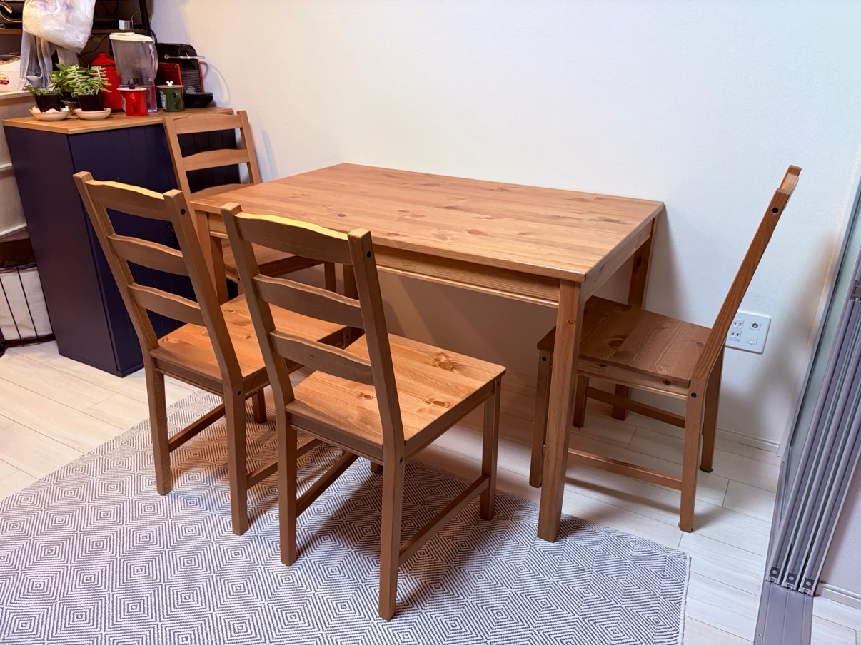 IKEA木製ダイニングテーブル＆チェア4脚セット
