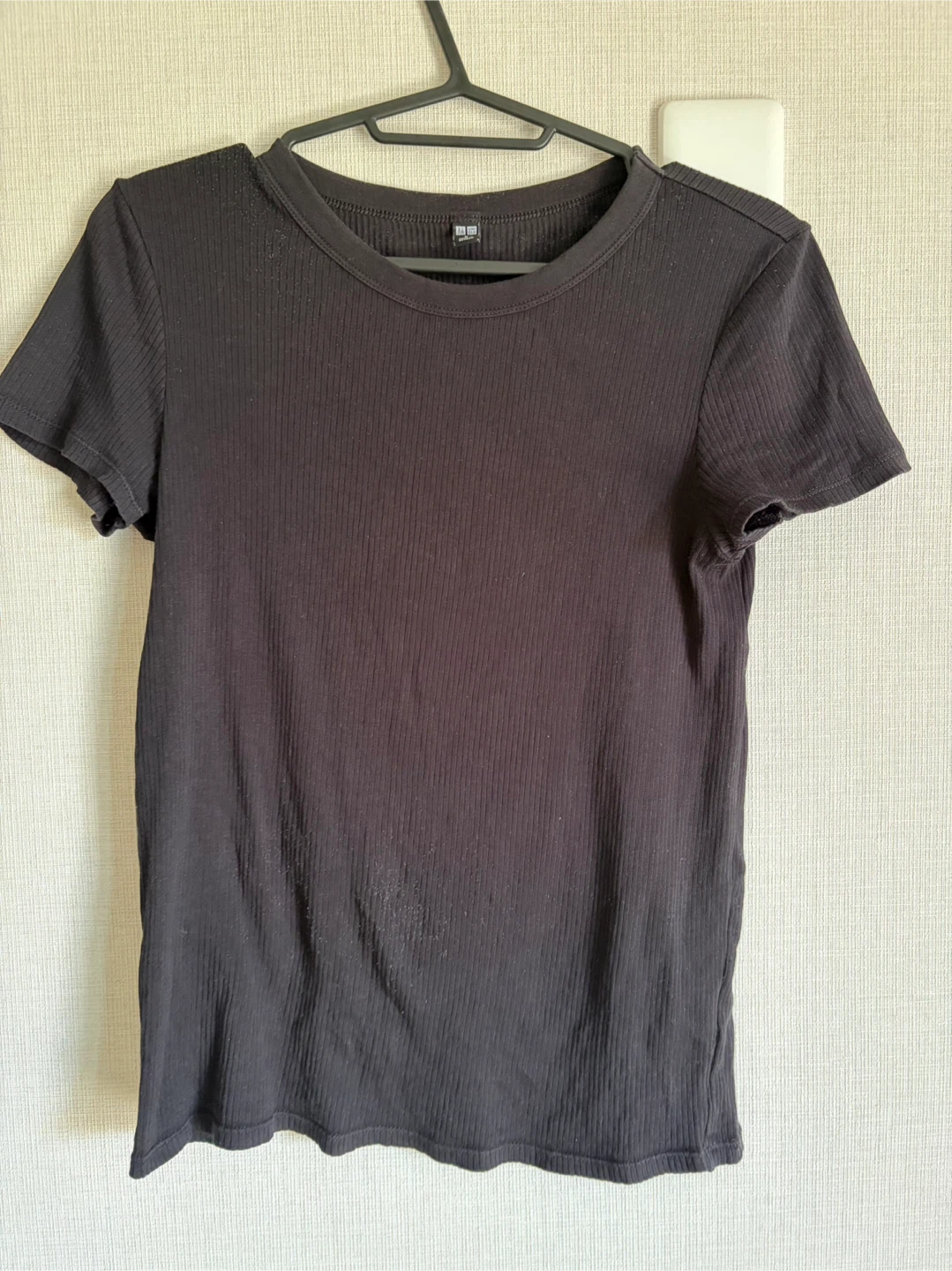 ユニクロ リブクルーネックTシャツ 黒 Mサイズ