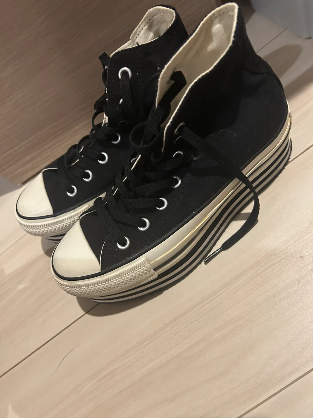 コンバース 厚底 ハイカット 黒 24cm