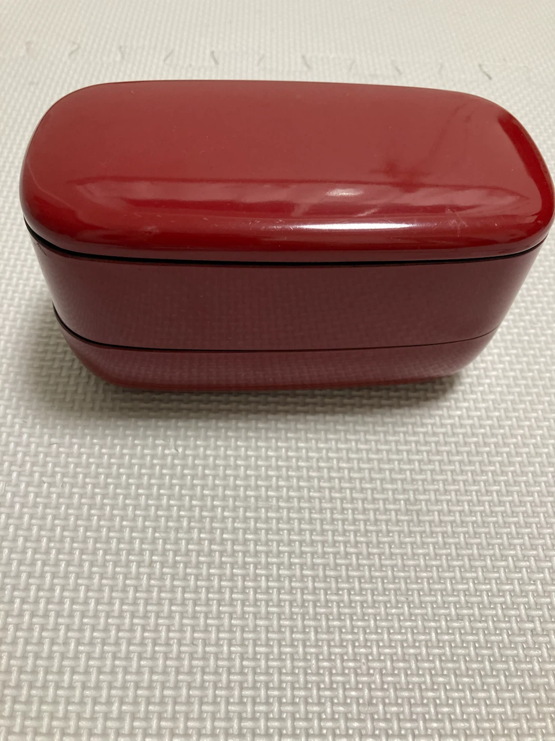 二段弁当箱 赤 漆塗り風