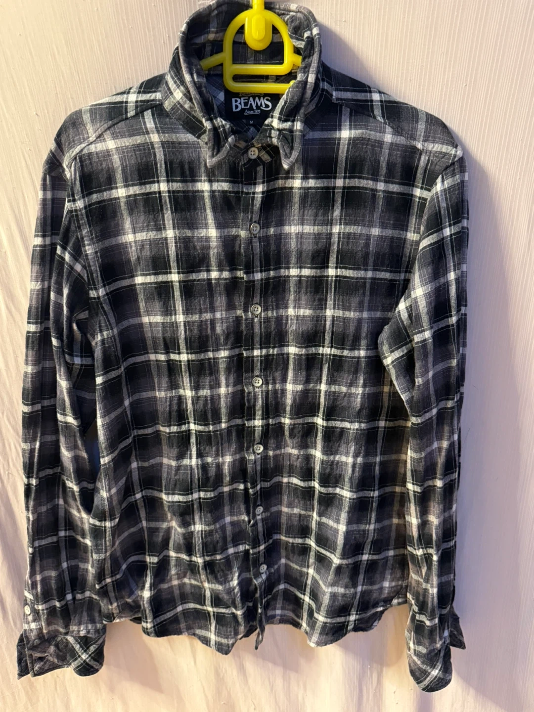ビームス チェック柄シャツ Mサイズ ブラック