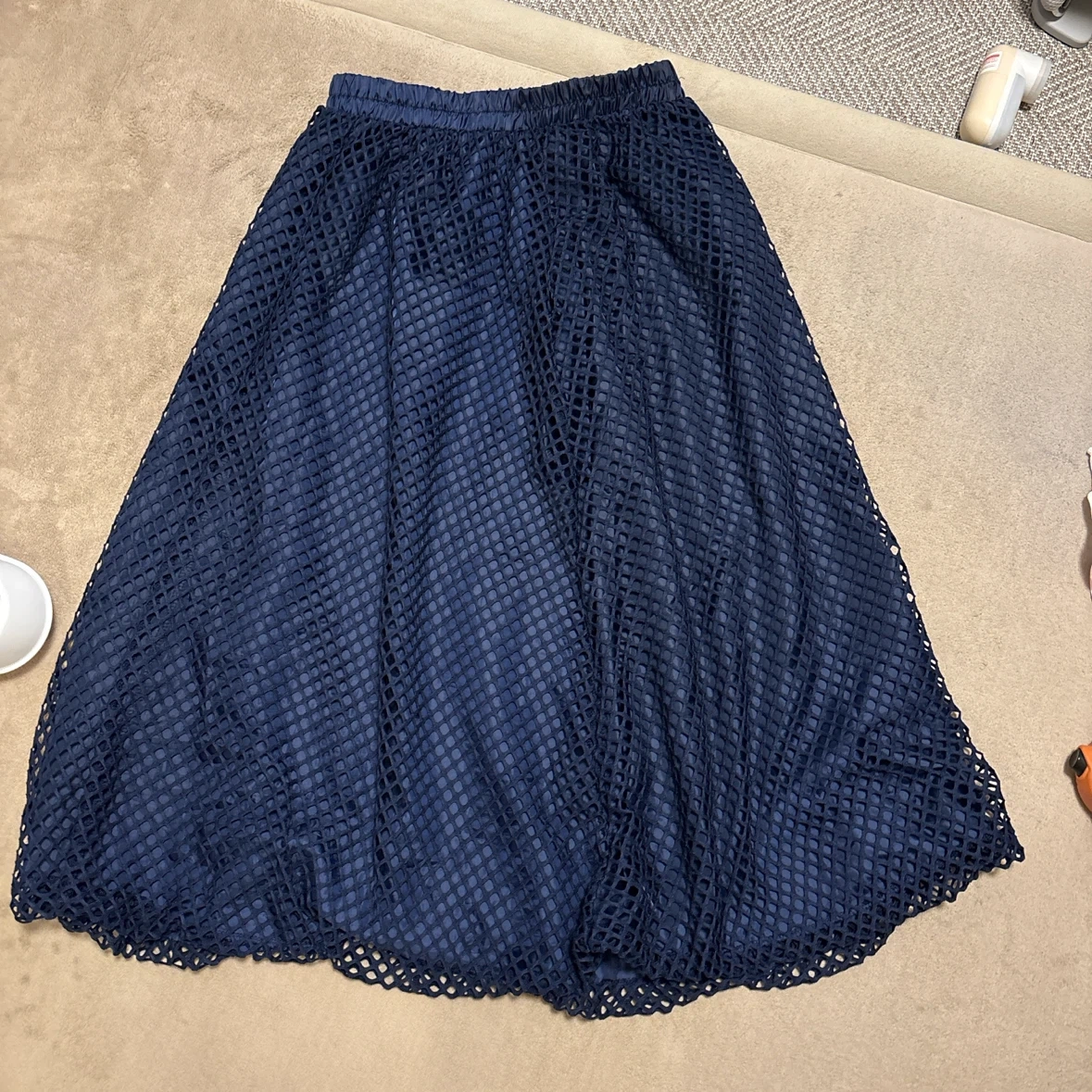メッシュロングスカート 紺 M-L