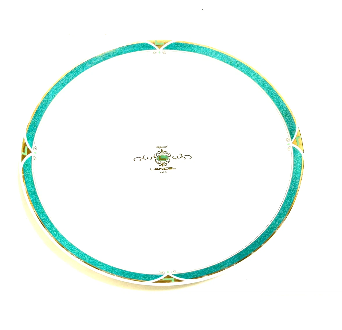 【美品】LANCEL ランセル 大皿 23cm エメラルドグリーン 金彩 前畑陶器