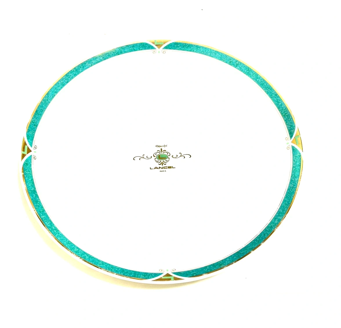 【美品】LANCEL ランセル 大皿 23cm エメラルドグリーン 金彩 前畑陶器