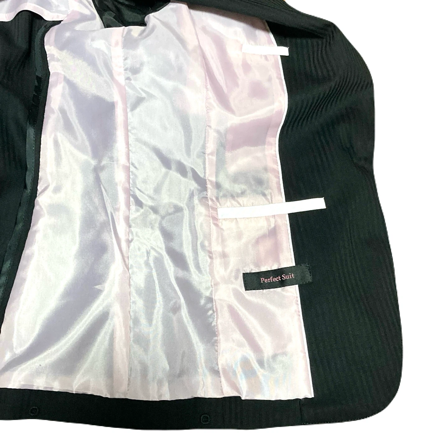 【美品】Perfect Suit レディーススーツ セットアップ ブラック ストライプ 7号 就活 内定式 入社式の写真4枚目