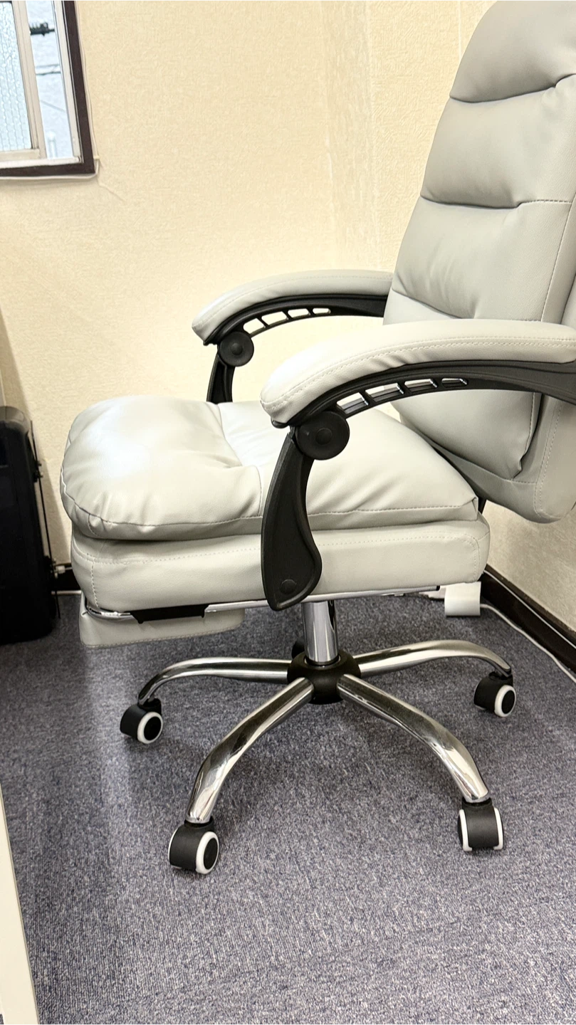 リクライニングオフィスチェア フットレスト付 グレー