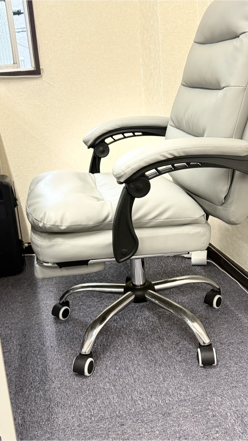 リクライニングオフィスチェア フットレスト付 グレー