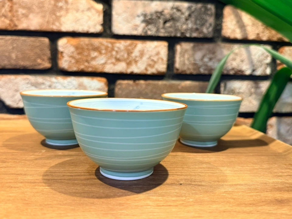 抹茶碗 3個セット 緑系 陶器 茶道具