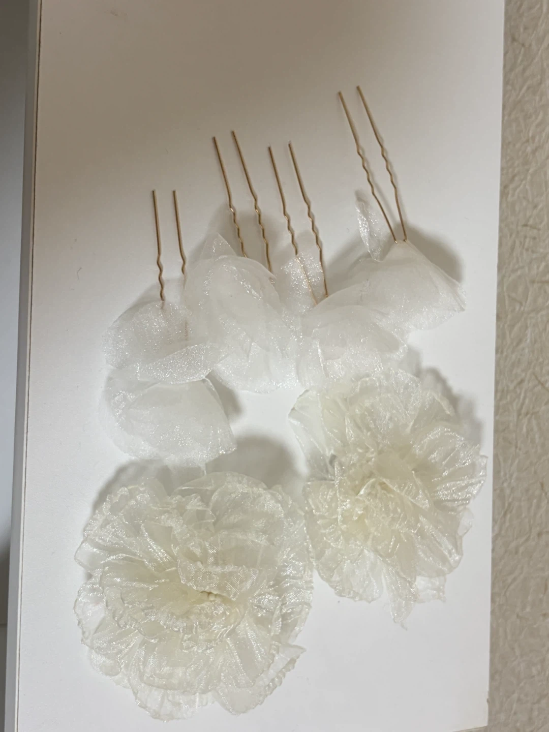 ヘアクリップ ヘアピン 花 髪飾り ホワイト 7点セット