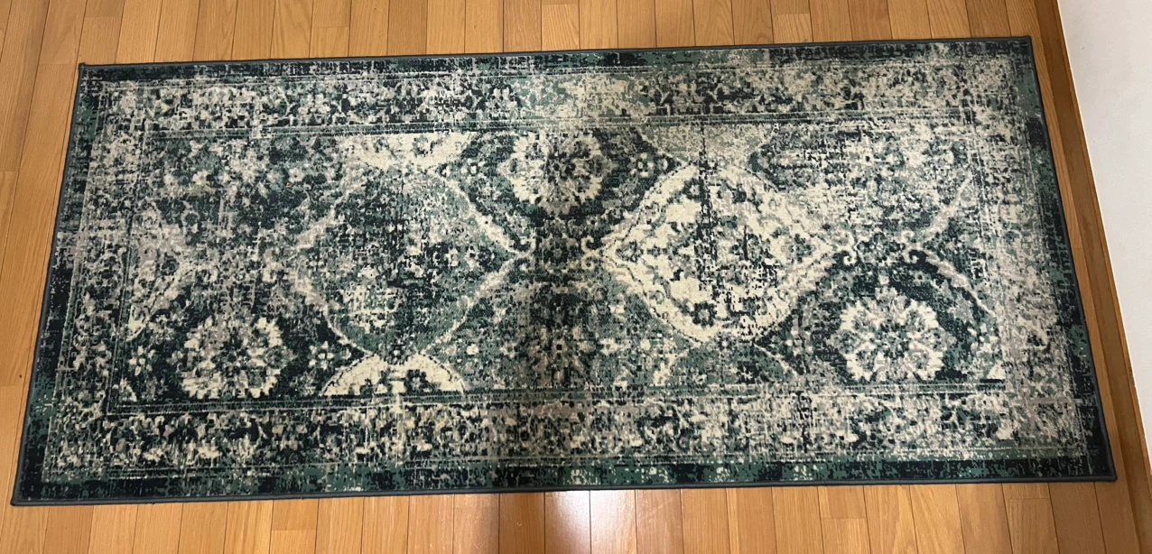 イケア ラグ ヴォンスベック グリーン 80x180cm